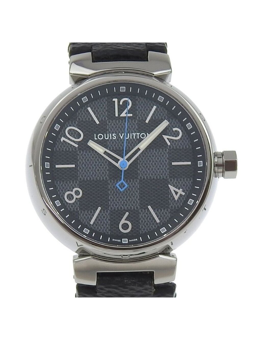 Louis Vuitton Tambour GM Stainless Steel Monogram Eclipse Canvas Quartz Analog